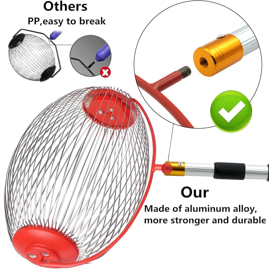 Proberos 128cm Nut Collector, Fruit Picker for Walnuts, Fruits, Golfball, Tennis Ball, Telescopic Pole Labor Saving Rolling Gatherer Tool Proberos 128cm Nut Collector, Fruit Picker for Walnuts, Fruits, Golfball, Tennis Ball, Telescopic Pole Labor Saving Rolling Gatherer Tool